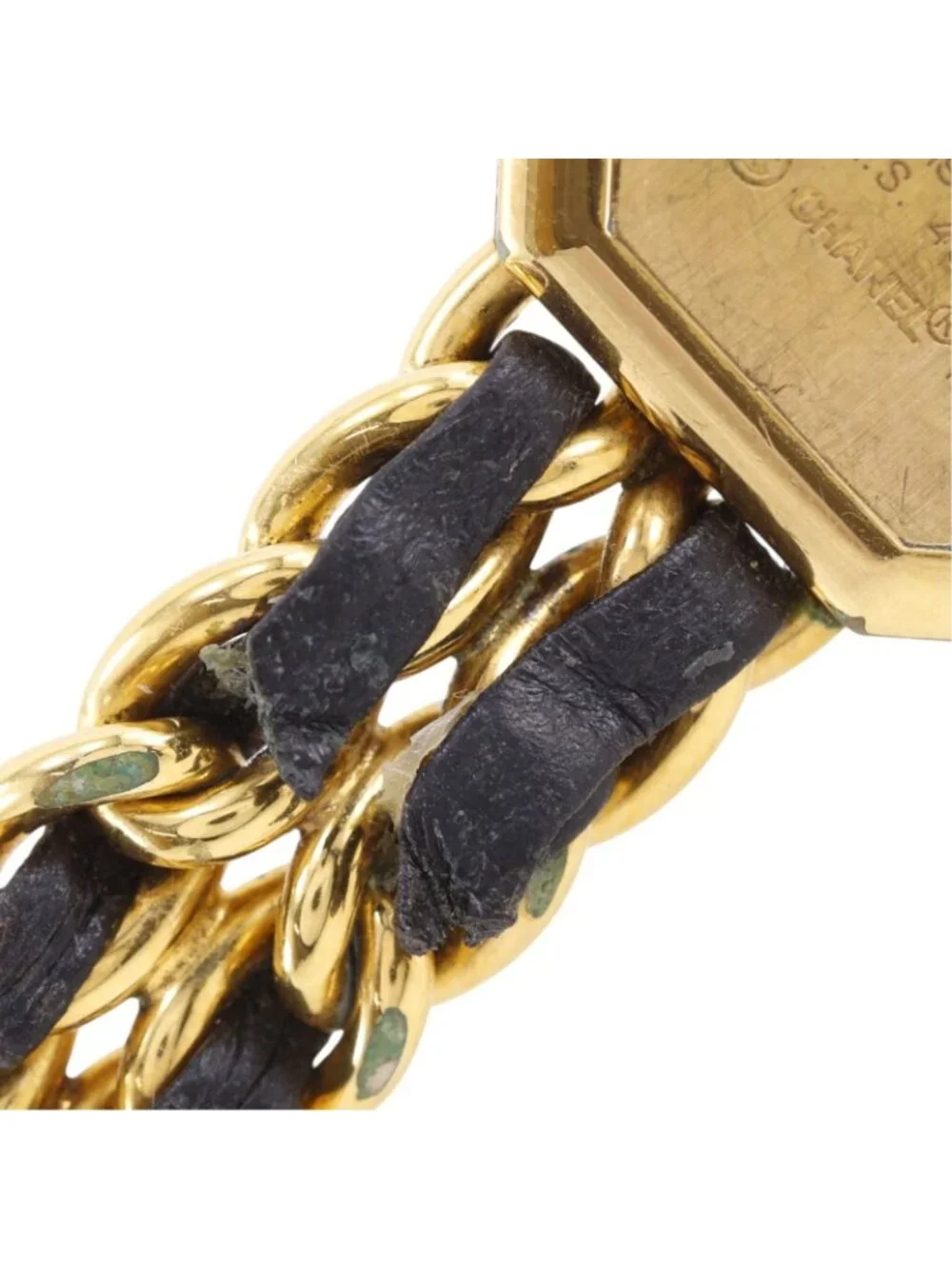 Chanel Premiere M Gold Plated Leather Quartz Analog Display Black Dial Watch